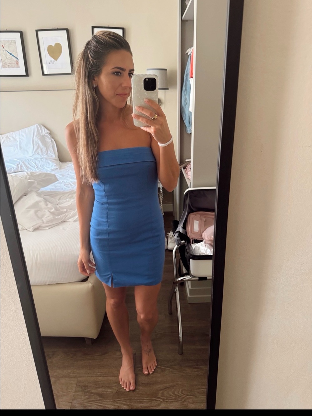 Strapless Cobalt Blue Sheath Dress